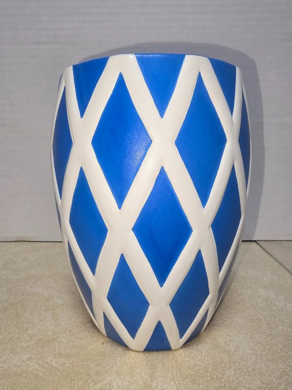 One of a Kind Hand Painted Embossed Vase/Planter - ceramic/porcelain